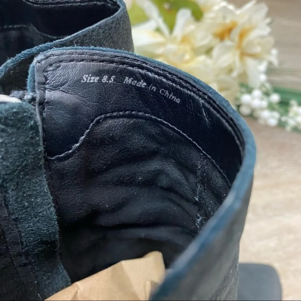 Dolce Vita “Sema” Black Nubuck Leather Side Fringe Booties